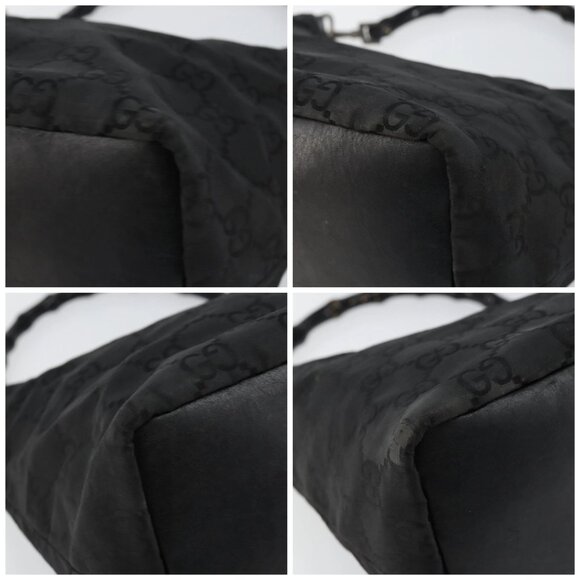 GUCCI Bamboo GG Canvas Shoulder Bag Nylon Black Silver 000 0531 Auth 146579 - Picture 16 of 16